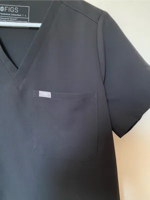 FIGS Catarina One Pocket V-Neck Scrub Top Black Sz Large thumbnail 5