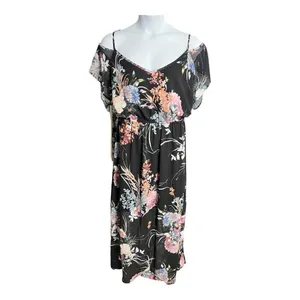 City Chic Black Floral Maxi Dress Size XL/22 Cold Shoulder Summer thumbnail 2