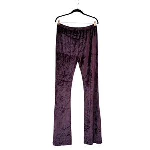 RAGA Wine Nights Dark Maroon Velvet Flare Leg Bell Bottom Pants NWT Large thumbnail 2