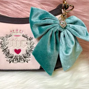 New Coquette Velour Teal Bow for Purse/ Bag/ Keychain thumbnail 2