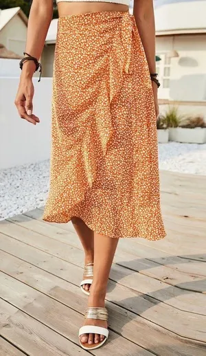 SheIn side tie midi skirt thumbnail 1