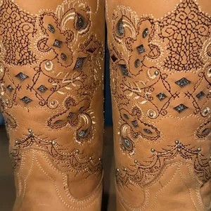 AGAVE BOOTS women’s size 10 Dulce Mariel Tan Embroidered Cowboy Runs small thumbnail 11