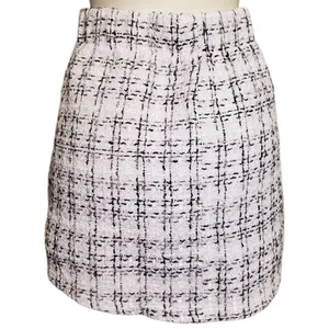 Black and white tweed plaid mini skirt with built in shorts approximate size XL thumbnail 4