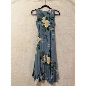 Leith Women XS Tropical Floral Faux Wrap High Low Ruffle Midi Dress Sleeveless thumbnail 6