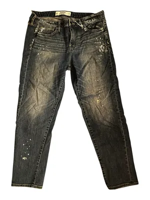 Abercrombie & Fitch Paint Splatter Boyfriend Jeans Medium Wash Distressed Y2K thumbnail 2