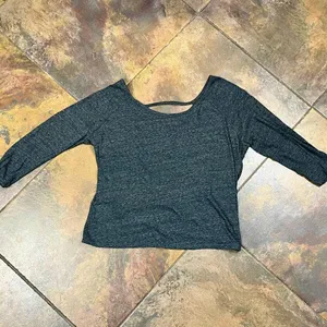 American Eagle Outfitters Women’s Gray 3/4 Sleeve Wrap Back Top Large thumbnail 4