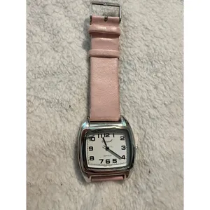 Osirock Vintage 1980s Square Watch Chrome Pink Faux Leather Strap Retro Quartz‎ thumbnail 3