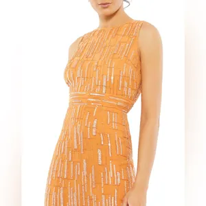 Mac Duggal Abstract Beaded Sleeveless‎ Midi Sheath Dress thumbnail 2