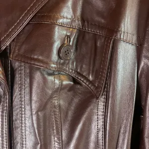 Vintage Dark Brown Leather Trenchcoat Size S/M thumbnail 2