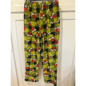 Dr Seuss The Grinch Christmas Pajama Pants Green Plaid Fleece M holiday cozy thumbnail 5