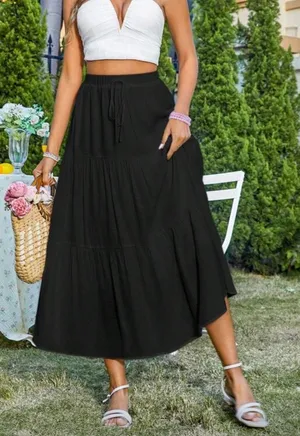 Black FlowyMaxi Skirt thumbnail 1