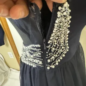 Blondie Nites black short Illusion Yoke Pearl Embellished Back Swing‎ dress- 11 thumbnail 6