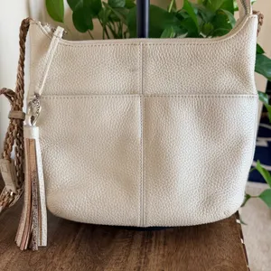 Brighton‎ Barbardos Cream Pebble Leather Braided Strap Shoulder Bag Artisan Boho thumbnail 2