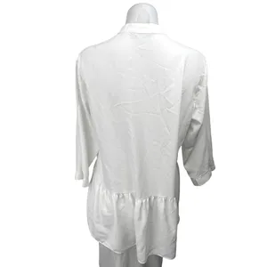 Dorothy Perkins White V-Neck Button Down Peplum Top Tunic Shirt Blouse Size 8 thumbnail 2