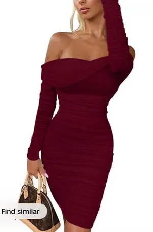 OYS Women's Elegant Ruffle Dress Size Medium Red thumbnail 1