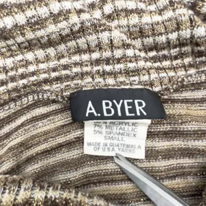 Vintage A‎ Byer Womens Sweater Small Striped Metallic Cowl Neck Y2K thumbnail 5