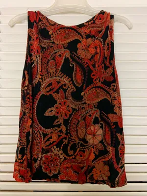 Notations MD Floral Orange Red Tank Top Blouse thumbnail 2