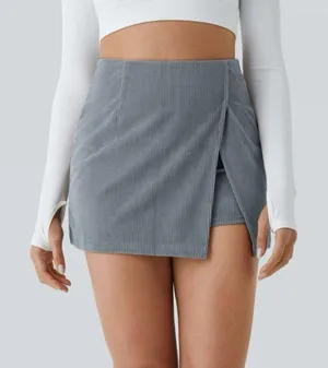Halara High Waisted Back Zipper Split Hem 2-in-1 Corduroy Casual Skirt Sz Large thumbnail 2