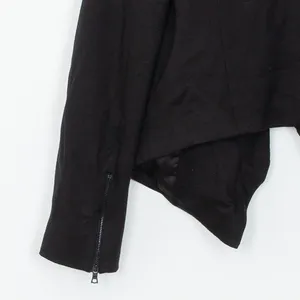 Alice + Olivia Lamb Leather Trim Draped Blazer Jacket Black Womens Size S‎ thumbnail 8