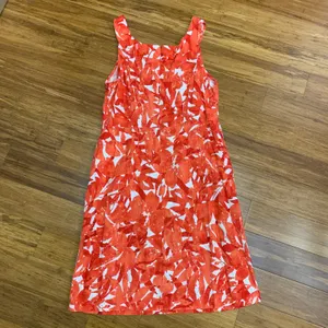 Cato Floral Print Dress Womens‎ 12 White Crochet Neck Sleeveless Casual Orange thumbnail 4