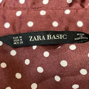 Zara Maroon Long Sleeves Silk Satin Polka Dots Tunic Blouse Shirt Dress Size M thumbnail 4