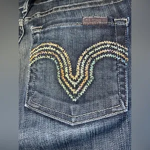 7 For All Mankind Straight Leg ‎ Jewel Embellished Back Pockets Size 24 Jeans thumbnail 4