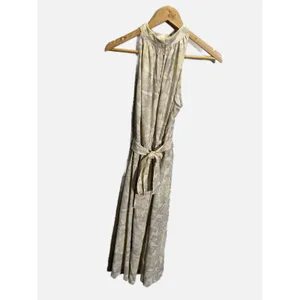 Prologue Midi Dress Womens Small Beige Floral Halter Neck Sleeveless Belted Boho thumbnail 4