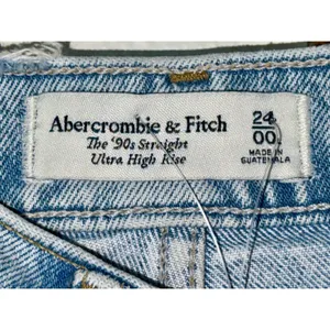 Abercrombie & Fitch The 90s Straight Ultra High Rise Blue Denim Jeans Size 24 00 thumbnail 3