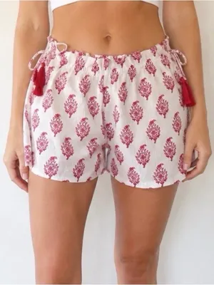 Roller Rabbit x Target Women's Bouquet Side-Tie Beach Pull-On Shorts in Pink XXL thumbnail 1