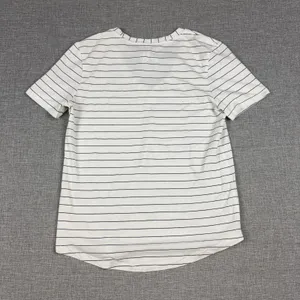 Lululemon Striped Shirt Womens 2 White V-Neck Short Sleeve Pima Cotton Top thumbnail 10