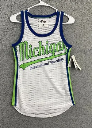 Michigan International Speedway‎ Shirt Women S White Nascar Jersey NWT thumbnail 1