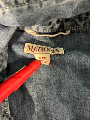 Merona Vintage Nirvana Long Sleeve Denim Shirt Faded Patina Kurt Cobain Grunge Style thumbnail 2