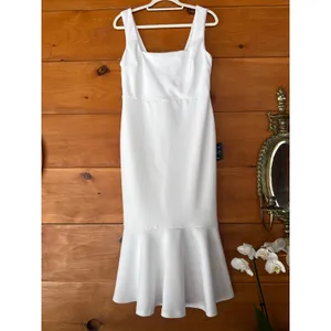 Lulus Moment Maker White Square Neck Trumpet Midi Dress Gala Wedding Large thumbnail 4