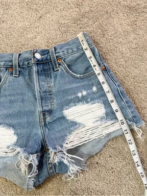 Levi’s Women’s 501 Original Fit High Rise Jean Short Distressed in Med Wash 24 thumbnail 9