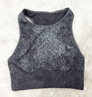 Lululemon Ebb to‎ Train Bra Grey Black Digital Camo High Neck Racerback Size 6 thumbnail 1
