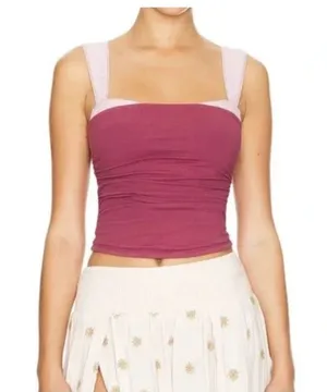 Free People 2 Tone Cropped Tank in Wild Ginger Combo Cotton Sz Medium thumbnail 1