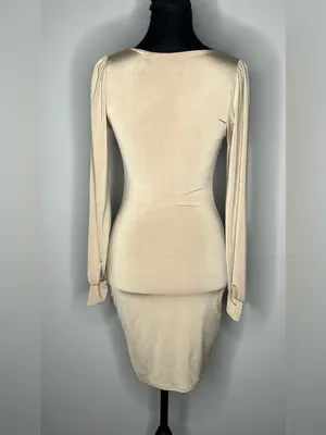 Gaze Cream Long Sleeve Bodycon Dress thumbnail 4