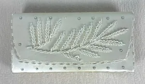 Vintage‎ Beaded Handmade Clutch Evening Handbag Ivory Satin Formal Party Bag thumbnail 1