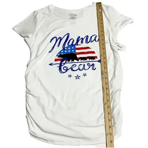 NWT Time and Tru Mama Bear Patriotic Maternity T-Shirt White Medium 4th of July thumbnail 6