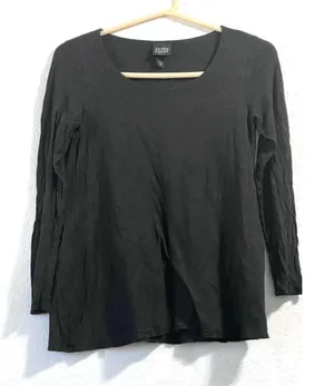 Eileen Fisher Women's Long Sleeve Crew Top Pp dark mocha brown thumbnail 1