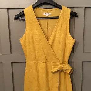 Madewell Crosshatch Side-Tie Dress Texture‎ & Thread Celestial Gold thumbnail 4