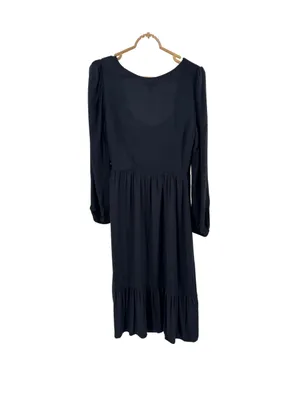 And Now This square neck Black Long-Sleeve Midi Dress slit M casual witchy thumbnail 2