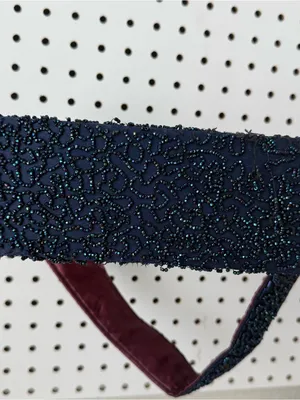 Vintage Iridescent Beaded Navy Blue Evening Cocktail Bag DAMAGED thumbnail 4