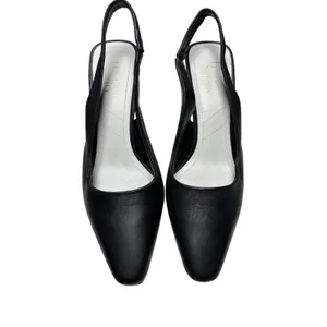 Franco Sarto Marcy Black Leather Slingback Pointed Toe Flare Heel Pumps 7M thumbnail 2