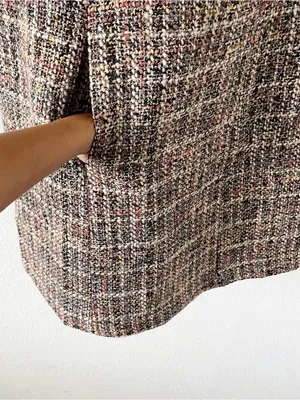 Gal Meets Glam Ramona Brown Tweed Check Sleeveless Mini Dress thumbnail 4
