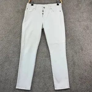 7 For All Mankind Jeans Women 26 White Low Rise Straight Y2K Made USA Button Fly thumbnail 2