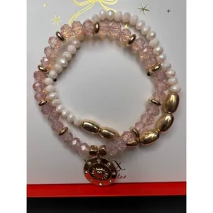 New in Box! Bijoux Bar Gold Tone Glass Stretch Set of 2 Stackable Bracelets thumbnail 2