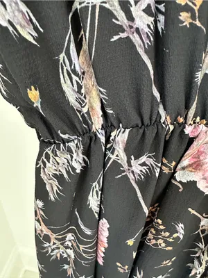 Erika Lang Nordstrom Women's Black Surplice Floral Dress Size Large thumbnail 9
