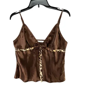 Delicates Pajamas Set Womens M Satin Leopard Trim Cami Pants‎ Sleepwear Lounge thumbnail 3