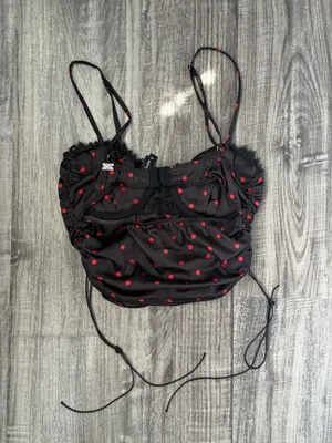 for love & lemons red and black polka dot corset thumbnail 3